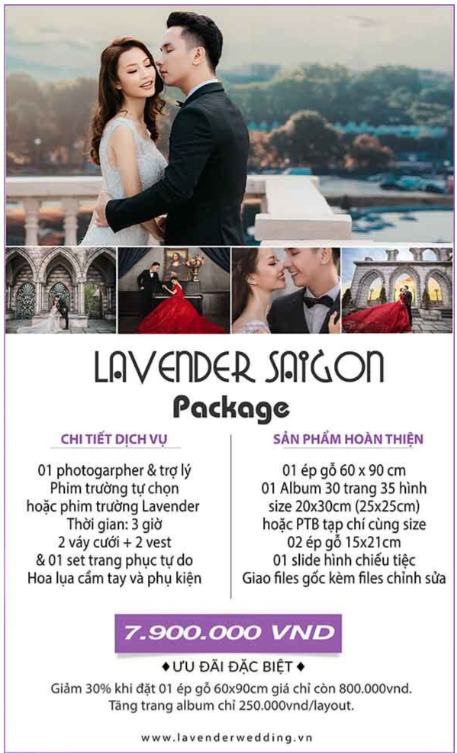 Bảng giá chụp hình cưới ngoại cảnh của Lavender Studio
